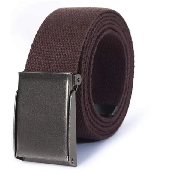 Canvas Web Belt | Cut to Fit Up to 52" | Flip-Top Matte Silver Nickel Buckle 2 - Picture 2 of 6